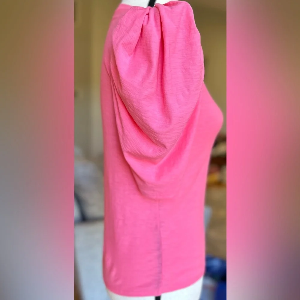 NATION Jillian Bold Shoulder Top V Neck Puff Sleeves Pink Size XS - Picture 3 of 8
